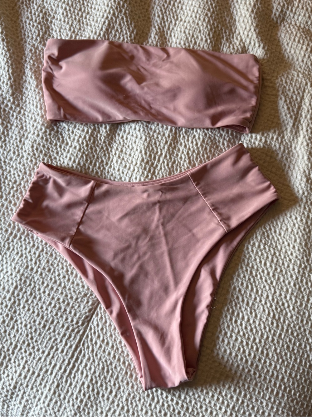 Mauve Pink Bikini Set - Bandeau Top & High-Cut Bottoms
